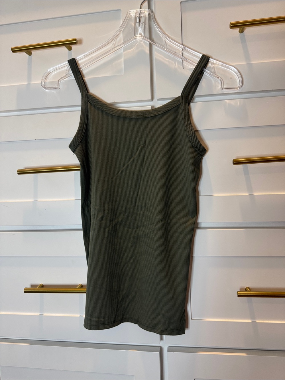 Women’s Army Green Tank Top Spaghetti Strap
